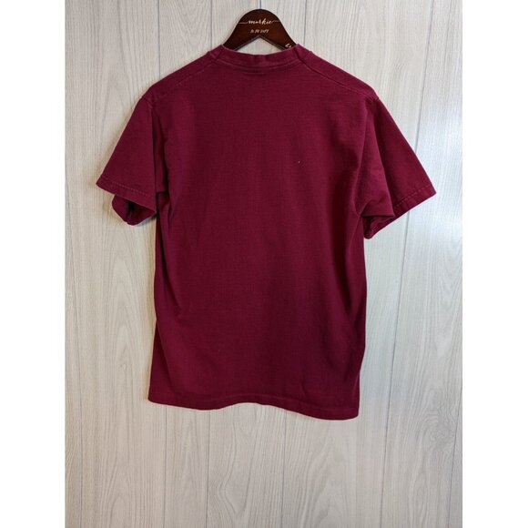 Distressed VTG 90s Our God Reigns God Jesus T Shirt USA Paint Splattered Maroon - Picture 4 of 8